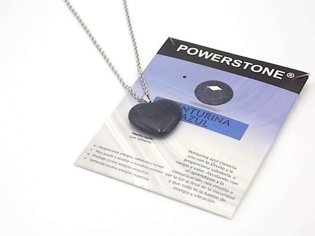 Colgante de piedra natural de Venturina azul en forma de Corazón de 30mm