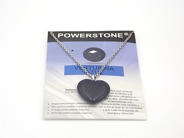 Colgante de piedra natural de Venturina azul en forma de Corazón de 30mm