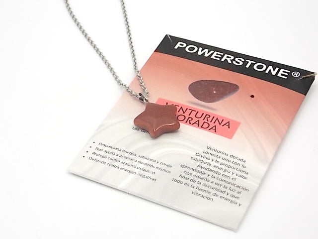 Colgante de piedra natural de Venturina dorada en forma de Estrella de 20mm