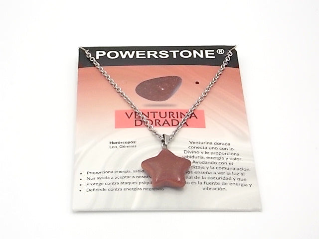 Colgante de piedra natural de Venturina dorada en forma de Estrella de 20mm
