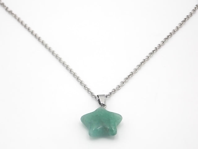 Colgante de piedra natural de Venturina verde en forma de Estrella de 20mm