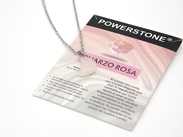 Colgante de piedra natural de Cuarzo rosa en forma de Luna de 18x10mm