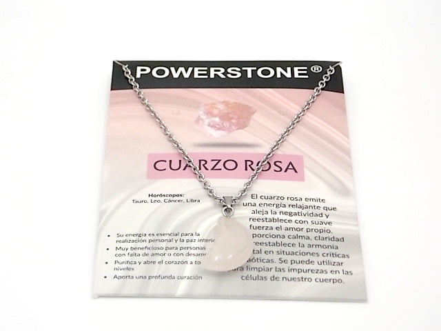 Colgante de piedra natural de Cuarzo rosa en forma de Luna de 18x10mm