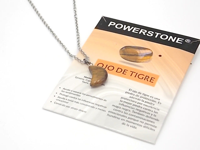 Colgante de piedra natural de Ojo de tigre en forma de Luna de 18x10mm