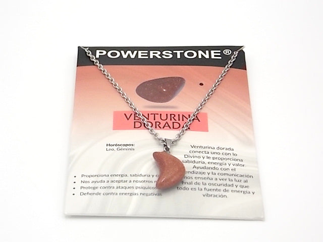 Colgante de piedra natural de Venturina dorada en forma de Luna de 18x10mm