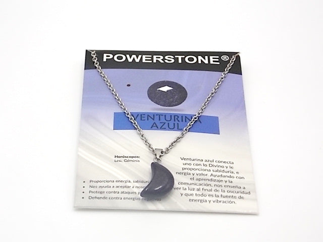 Colgante de piedra natural de Venturina azul en forma de Luna de 18x10mm