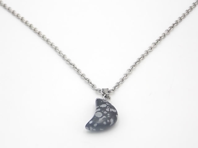 Colgante de piedra natural de Obsidiana nevada en forma de Luna de 18x10mm
