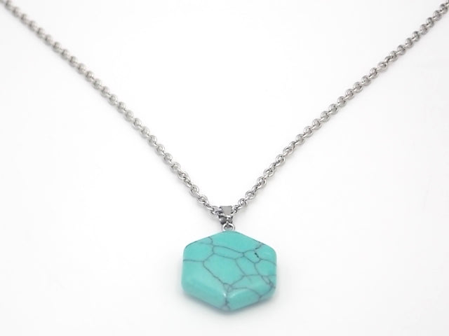 Colgante de piedra natural de Turquesa en forma de Hexágono