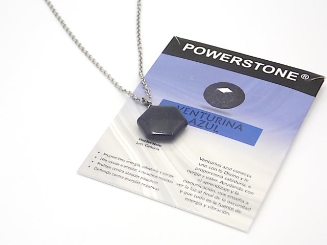 Colgante de piedra natural de Venturina azul en forma de Hexágono