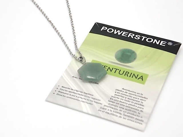 Colgante de piedra natural de Venturina verde en forma de Hexágono
