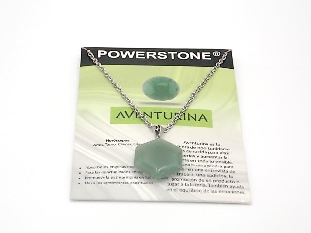Colgante de piedra natural de Venturina verde en forma de Hexágono