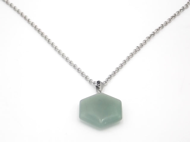 Colgante de piedra natural de Venturina verde en forma de Hexágono