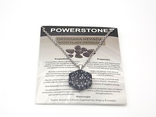 Colgante de piedra natural de Obsidiana nevada en forma de Hexágono