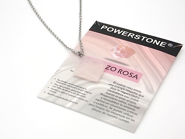 Colgante de piedra natural de Cuarzo rosa en forma de Rombo de 20mm