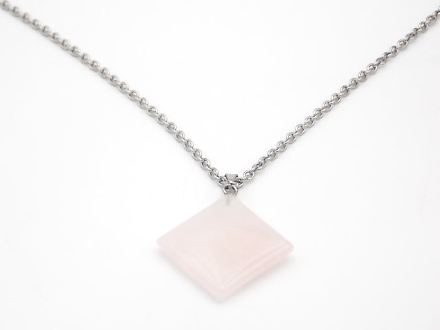 Colgante de piedra natural de Cuarzo rosa en forma de Rombo de 20mm