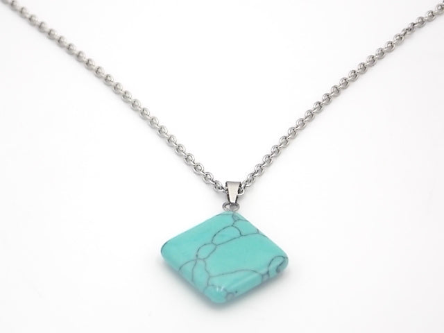 Colgante de piedra natural de Turquesa en forma de Rombo de 20mm