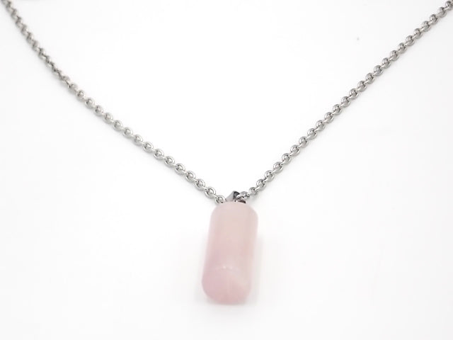 Colgante de piedra natural de Cuarzo rosa en forma de Cilindro