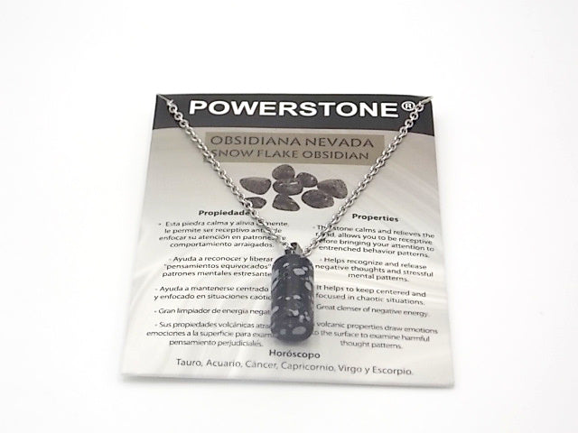 Colgante de piedra natural de Obsidiana nevada en forma de Cilindro