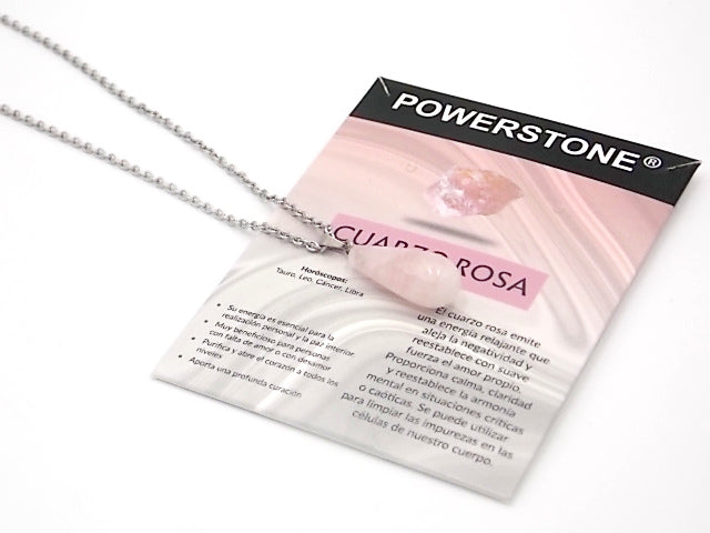 Colgante de piedra natural de Cuarzo rosa en forma de Lágrima fina de 29x10mm