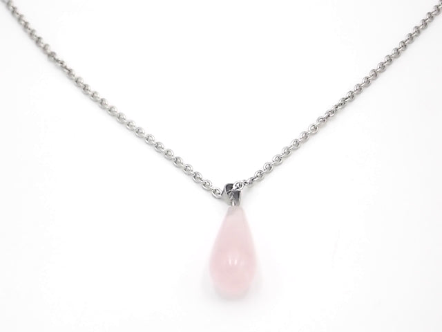 Colgante de piedra natural de Cuarzo rosa en forma de Lágrima fina de 29x10mm