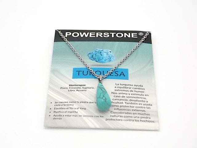 Colgante de piedra natural de Turquesa en forma de Lágrima fina de 29x10mm