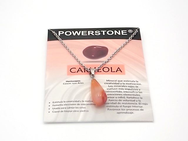 Colgante de piedra natural de Carneola en forma de Lágrima fina de 29x10mm