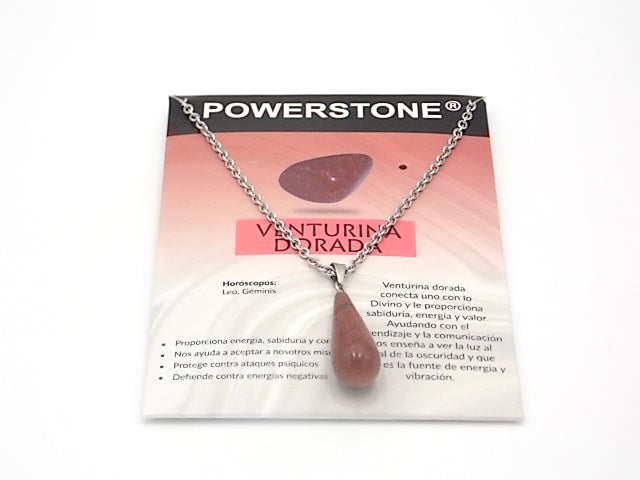 Colgante de piedra natural de Venturina dorada en forma de Lágrima fina de 29x10mm