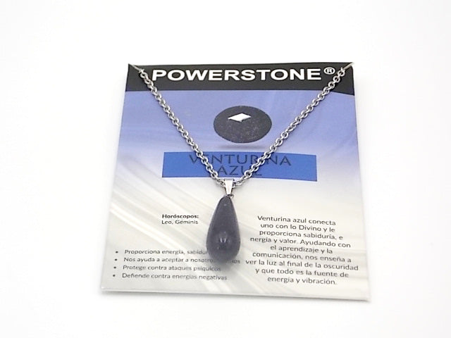 Colgante de piedra natural de Venturina azul en forma de Lágrima fina de 29x10mm