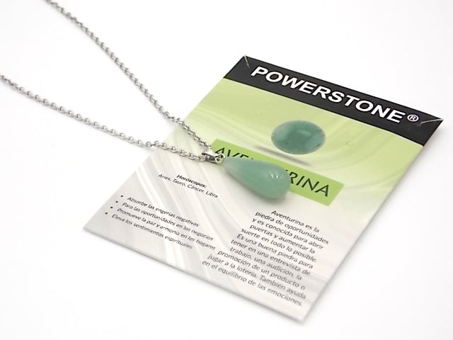 Colgante de piedra natural de Venturina verde en forma de Lágrima fina de 29x10mm