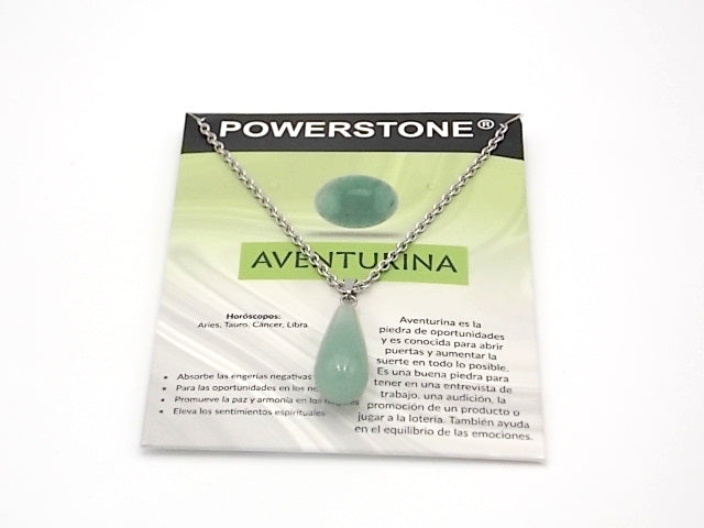 Colgante de piedra natural de Venturina verde en forma de Lágrima fina de 29x10mm