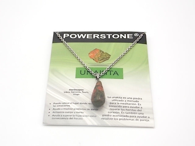 Colgante de piedra natural de Unakita en forma de Lágrima fina de 29x10mm