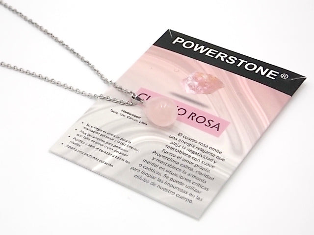 Colgante de piedra natural de Cuarzo rosa en forma de Lágrima gruesa
