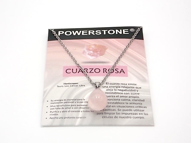 Colgante de piedra natural de Cuarzo rosa en forma de Lágrima gruesa