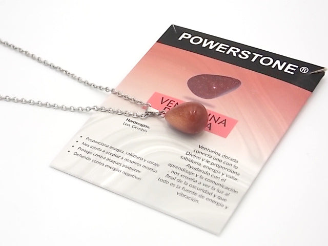 Colgante de piedra natural de Venturina dorada en forma de Lágrima gruesa