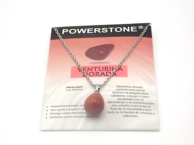 Colgante de piedra natural de Venturina dorada en forma de Lágrima gruesa