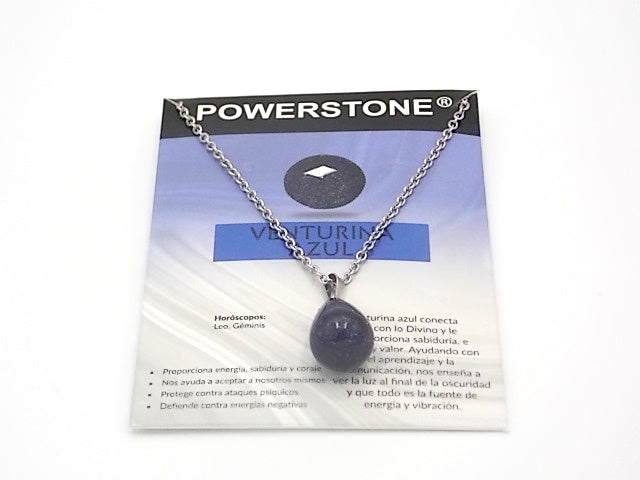 Colgante de piedra natural de Venturina azul en forma de Lágrima gruesa