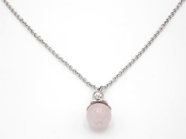 Colgante de piedra natural de Cuarzo rosa en forma de Bola