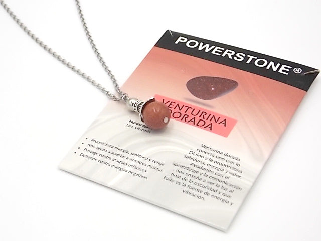 Colgante de piedra natural de Venturina dorada en forma de Bola