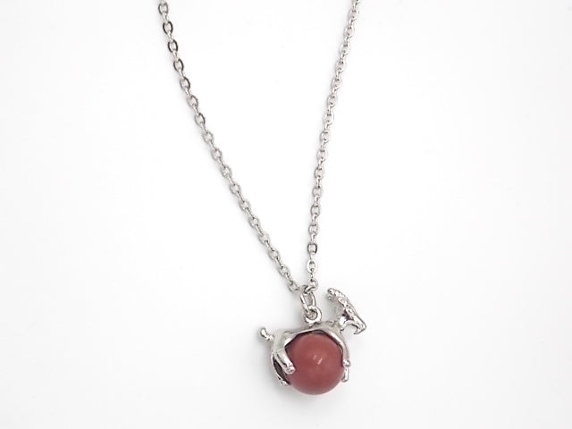 Colgante de Signo del zodiaco Aries con piedra de Jaspe rojo con Cadena de Acero Inoxidable.