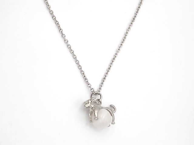 Colgante de Signo del zodiaco Tauro con piedra de Cuarzo rosa con Cadena de Acero Inoxidable.