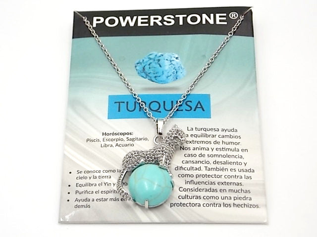 Colgante con forma de Leopardo de 34x21mm con piedra natural de Turquesa
