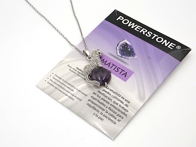 Colgante con forma de Leopardo de 34x21mm con piedra natural de Amatista