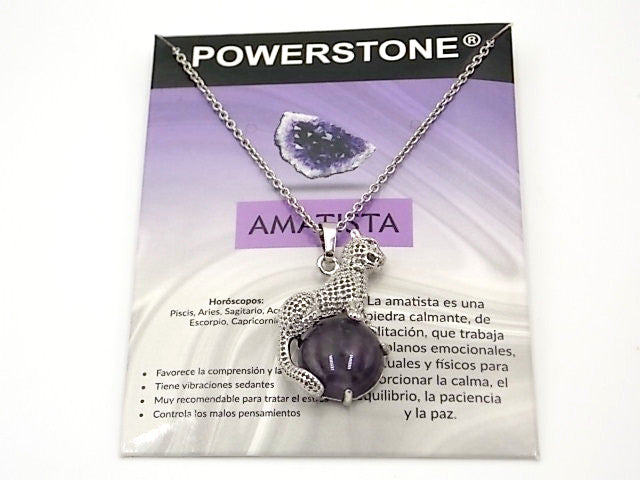 Colgante con forma de Leopardo de 34x21mm con piedra natural de Amatista