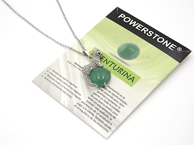 Colgante con forma de Leopardo de 34x21mm con piedra natural de Venturina verde