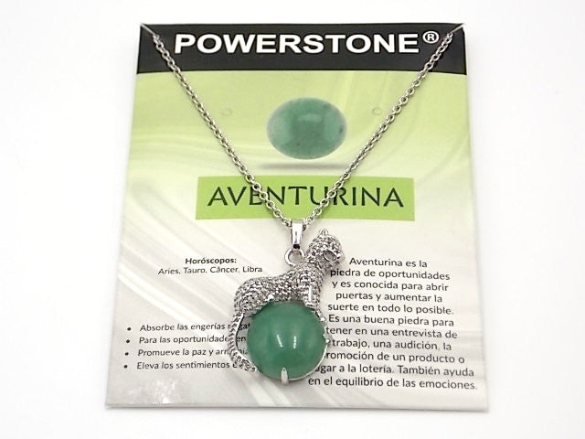 Colgante con forma de Leopardo de 34x21mm con piedra natural de Venturina verde