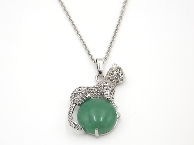 Colgante con forma de Leopardo de 34x21mm con piedra natural de Venturina verde