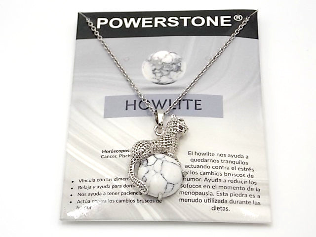 Colgante con forma de Leopardo de 34x21mm con piedra natural de Howlite