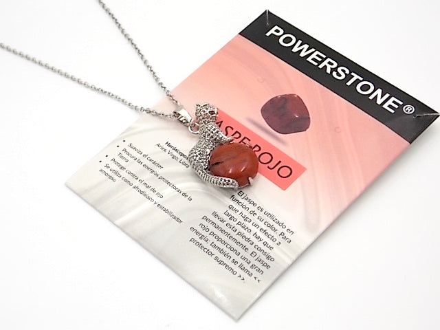 Colgante con forma de Leopardo de 34x21mm con piedra natural de Jaspe rojo