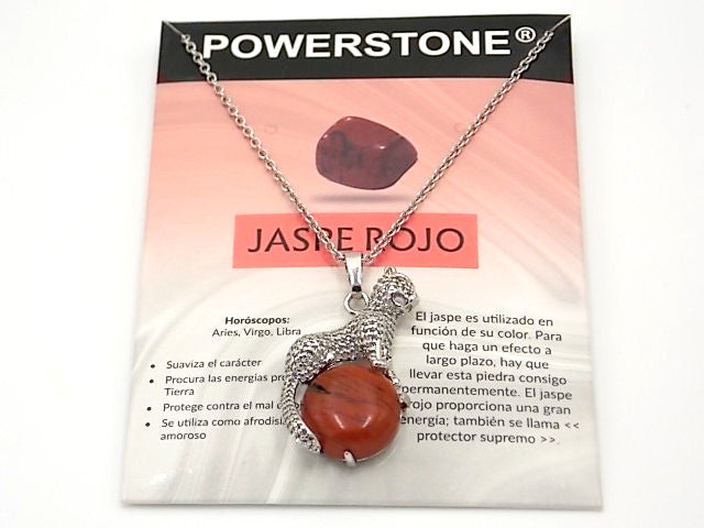 Colgante con forma de Leopardo de 34x21mm con piedra natural de Jaspe rojo