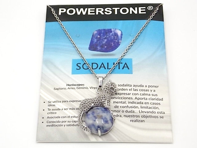 Colgante con forma de Leopardo de 34x21mm con piedra natural de Sodalita